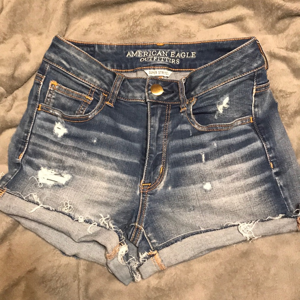 American Eagle medium wash cutoffs
